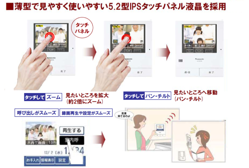 薄型で見やすく使いやすい5.2型IPSタッチパネル液晶を採用